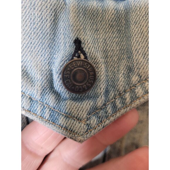 Mens VTG LEVI'S Thrashed Distressed Trucker Denim Jacket Sun Bleached Frayed - Picture 7 of 15